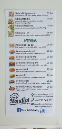Opinii despre Mondial Catering SRL în Câmpina - Gastronomie și ospitalitate