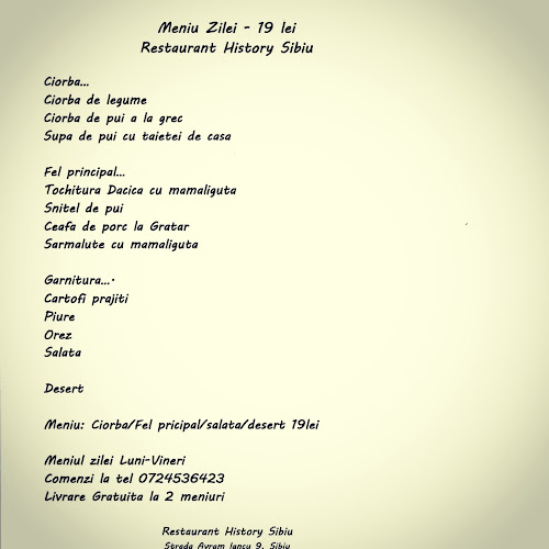 History Sibiu Delivery - Gastronomie și ospitalitate
