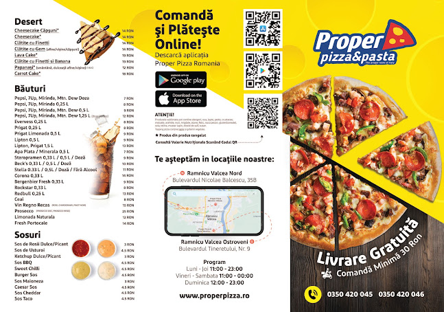 Opinii despre Proper Pizza Râmnicu Vâlcea Traian în Râmnicu Vâlcea - Gastronomie și ospitalitate